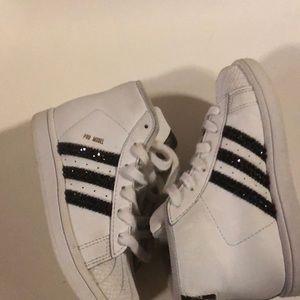 Used kids adidas refurbished with black Swarovski